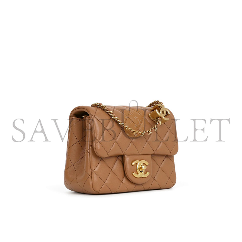 CHANEL MASTER FLAP BAG SHINY LANBSKIN AS5758 (18*13*7cm)